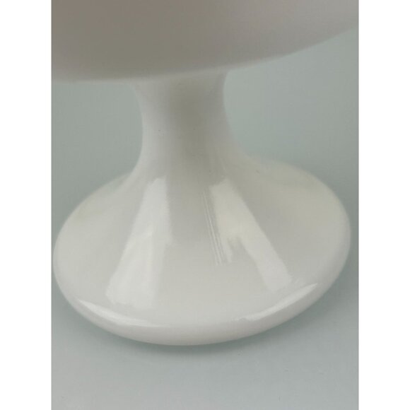 Fenton Silver Crest Pedestal Compote Bowl Clear Ribbon Ruffle White Milk Glass - Picture 6 of 13